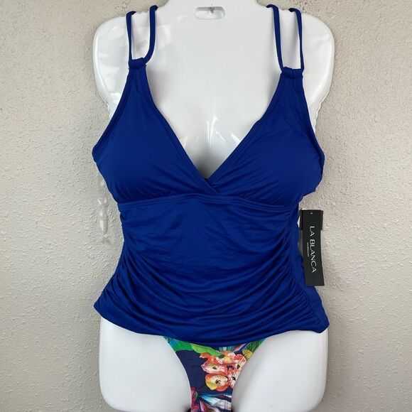 NWT La Blanca Tankini and Floral Bottoms Size 10 - Picture 1 of 9